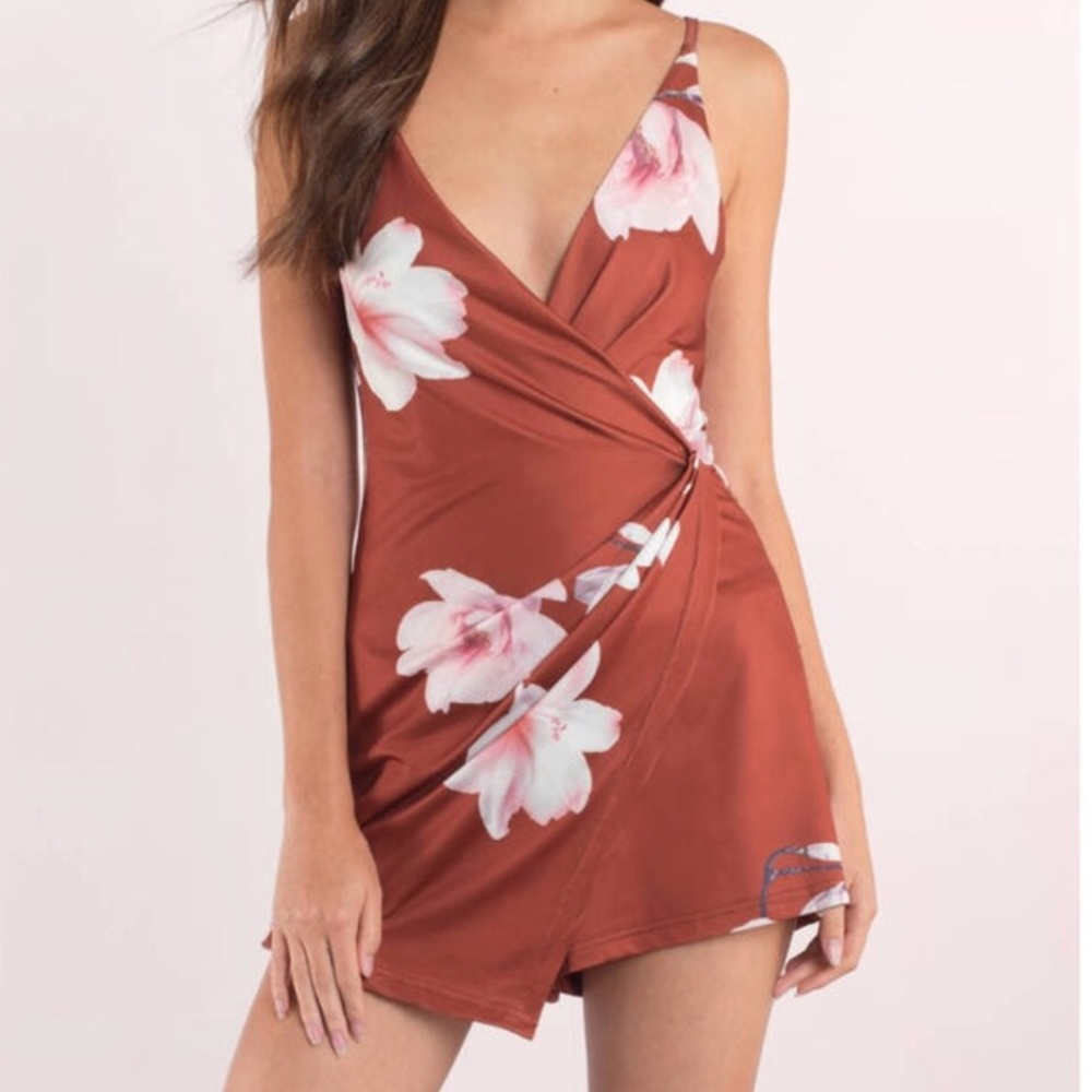 Tobi Burnt Orange Floral Romper